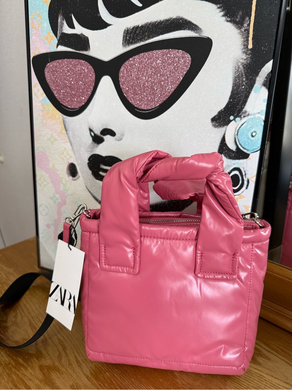 Zara Mini Quilted Tote Bag Pink New with Tags